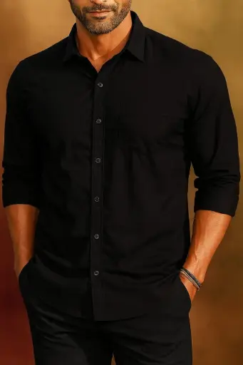 Shirt for Men Cotton Plain Spread Collar Casual Shirt Perfect for Formal Wear, Home Wear, Office Wear