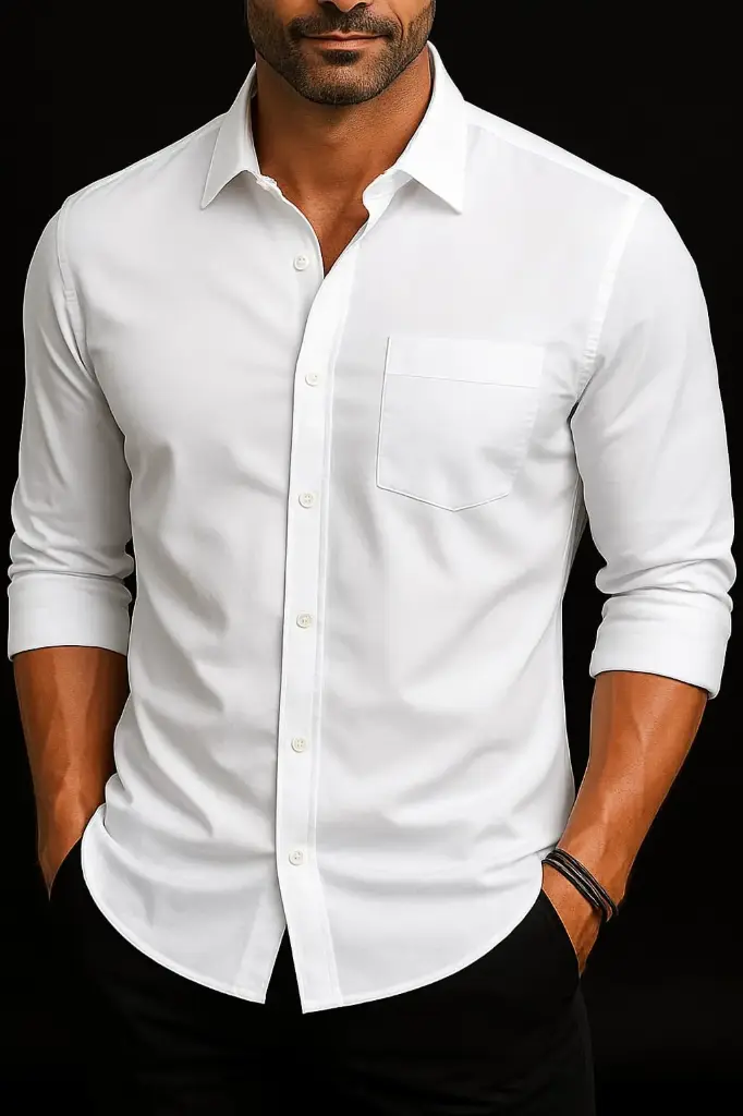 Classic Men's Formal Shirt Long Sleeve Cotton Blend Regular Fit Business Casual Work Shirt for Office Stylish Comfortable Easy Care Dress Shirt