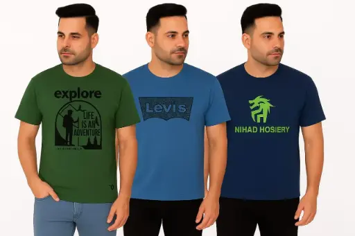 Men's Printed Round Neck T-Shirts Combo - Set of 3