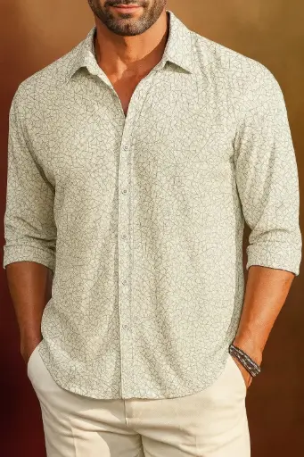 Men's Solid Creased Regular Fit Shirt | Casual Wear | Spread Collar | Long Sleeve | Button Closure | Shirt Crafted With Comfort Fit For Everyday Wear